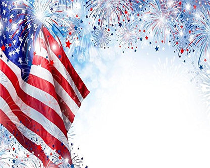 AOFOTO 9x7ft American Flag with Fireworks Backdrop 4 July Independence Day Photography Background Stars and Stripes USA Patriotic National Celebration Veteran Holiday Memorial Day Photo Studio Props - size: 9x7ft