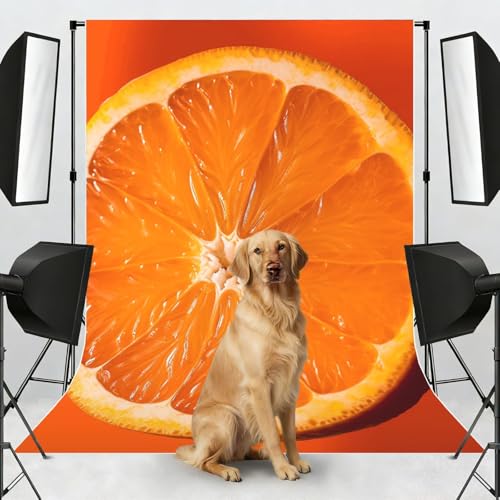 Orange Slice Backdrop Background for Photography 5x7ft Photobooth Professional Photo Backdrop Curtains Video Photography Studio Photo Backgrounds Banner Booth Background Screen Parties - color: Orange Slice