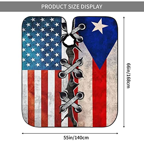 Puerto Rico Barber Cape With Adjustable Closure, Hairdressing Haircut Apron Barber Cover Gown For Hairdresser Styling Home - color: Puerto Rico American Flag