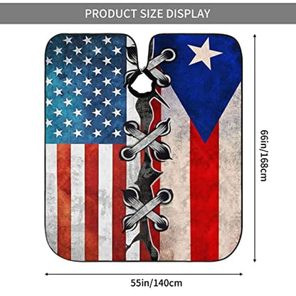 Puerto Rico Barber Cape With Adjustable Closure, Hairdressing Haircut Apron Barber Cover Gown For Hairdresser Styling Home - color: Puerto Rico American Flag