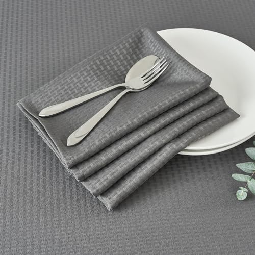 maxmill Cloth Napkins Weaved Texture Pattern Soft Comfortable and Luxury Serviette for Restaurant Family Dinners Weddings Parties and Banquets Set of 4 Pieces, 20 x 20 Inch Charcoal Gray - color: Charcoal Gray, size: 20" x 20" (Set of 4)