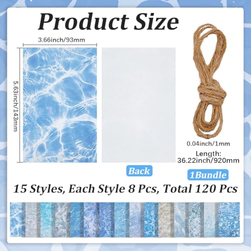 GORGECRAFT 30Pcs 15 Styles Water Ripple Pattern Paper Water Texture Background Scrapbook Paper 143x93mm Sea Ocean Waves Patterned Cardstock for Scrapbooking Photo Album DIY Craft Decor Card Making