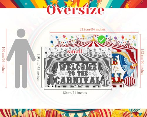 Remagr Large Circus Carnival Backdrop 84 x 60 Inch Welcome to the Carnival Banner Backdrop Photo Background for Circus Theme Party Decorations Birthday Party Supplies Photo Props - size: 84 x 60 Inch