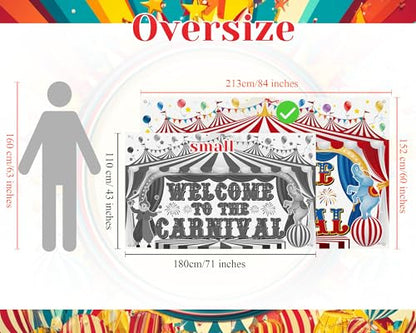 Remagr Large Circus Carnival Backdrop 84 x 60 Inch Welcome to the Carnival Banner Backdrop Photo Background for Circus Theme Party Decorations Birthday Party Supplies Photo Props - size: 84 x 60 Inch