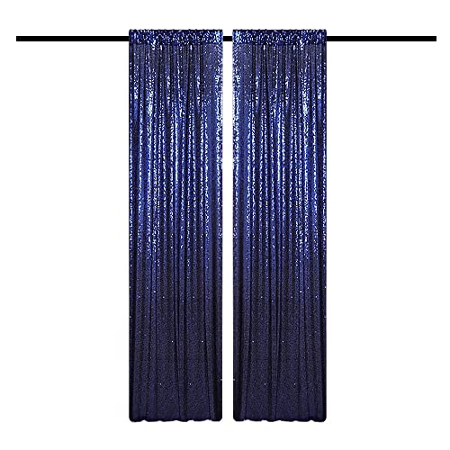 Navy Blue Sequin Backdrop Curtains Glitter Drapes 2FTx8FT 2 Panels for Wedding Birthday Party Decorations Bridal Baby Shower Party Supplies Sparkly Photography Background - color: Navy Blue, size: 2FTx8FT-2PCS