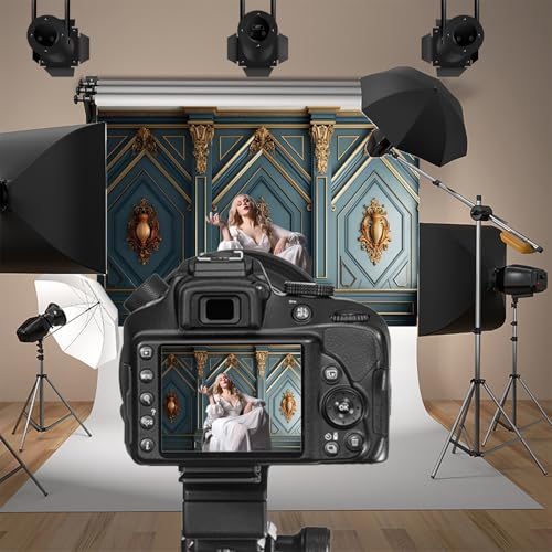 7x5ft Classic Room Interior Photography Backdrops Dark Green Vintage Luxury Castel European Palace Photo Background for Wedding Birthday Party Decoration Kids Adults Photo Studio Prop - color: dark green, size: 7x5ft