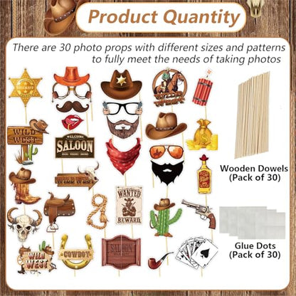 30PCS Western Cowboy Cowgirl Photo Booth Props with 1PCS Inflatable Photo Booth Frame for Wild West Themed Party,Country Party,Cowgirl Bachelorette Party,Cowboy Party Supplies - color: Western Cowboy