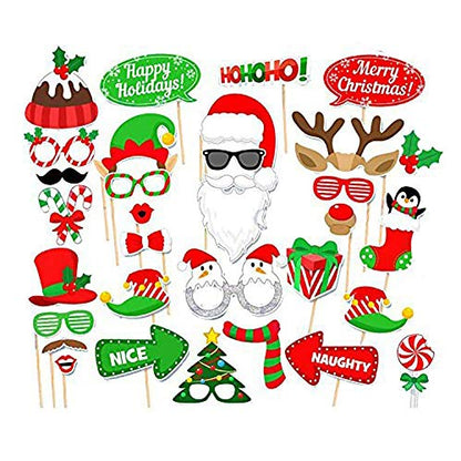 BinaryABC Christmas Party Photo Booth Props Kit for Party Decoration 32Pcs/Set