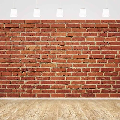 7x5FT Polyester Red Rustic Brick Wall Backdrop Vintage Textured Photography Background Supplies Studio Photo Booth Props Retro Birthday Party Wedding Graduation Banner Decoration - size: 7X5FT