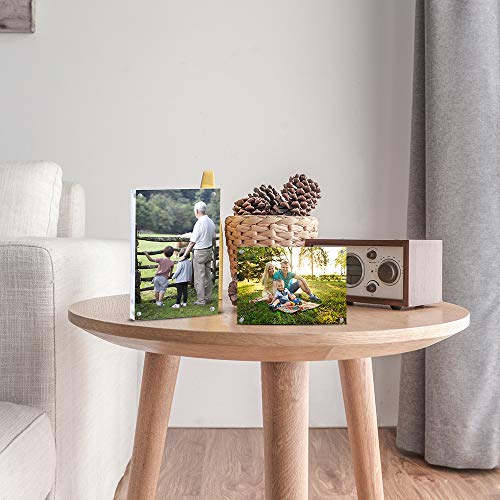AMEITECH Acrylic Photo Frame 5x7 inches, Free Standing Desktop Double Sided Magnetic Picture Display, 10 + 10MM Thickness Clear Magnet Photo Frame with Microfiber Cloth, Gift Box Package - size: 5 x 7 inch