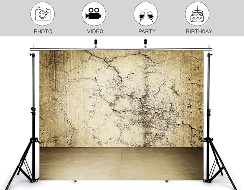 9x9ft Cracked Concrete Wall Backdrop with Aged Texture and Neutral Tones Photography Background for Industrial Themed Party Home Wall Tapestry Decorations Banner Photo Booth Props - size: 9x9ft