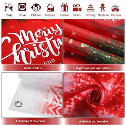 Irenare Christmas Backdrop Merry Christmas Banner Party Decoration Xmas Photography Background Photo Props for Winter Holiday New Year Eve Family Party Decoration Supplies(Tree) - style: Tree