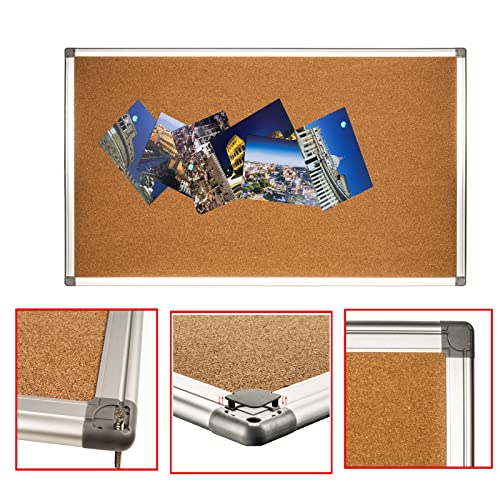 Cork Bulletin Board, Bulletin-Boards, Notes Board, Memo Board, 18 x 24inch, Silver Aluminum Frame - size: 18*24“