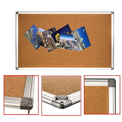 Cork Bulletin Board, Bulletin-Boards, Notes Board, Memo Board, 18 x 24inch, Silver Aluminum Frame - size: 18*24“