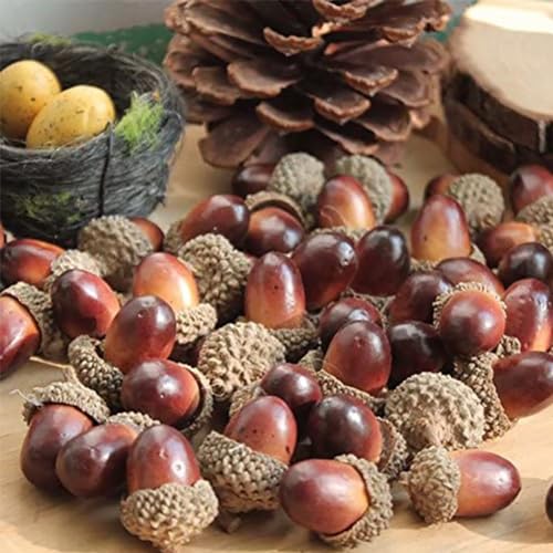 50 Pieces Small Artificial Acorns Mini Crafting Acorns Decorative Fall Acorns Fake Fruit Props Photography Fruit Model Fall Harvest Table Decorations