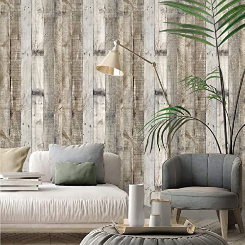 Livebor Light Gray Wood Contact Paper Peel and Stick Wallpaper 17.7”x 120” Wood Wallpaper Peel and Stick Shiplap Contact Paper Wood Plank Self Adhesive Wallpaper Distressed Wood Wall Paper - color: Light Gray, size: 17.7" x 120"