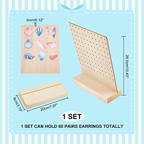 NBEADS Wooden Earrings Display Stands, 120 Holes Ocean Theam Wood Earring Display Stand Rack Rectangle Jewelry Organizer Display with Sea Animal Pattern for Earring Necklace Bracelet, 3.15x7.87x10.43 - color: 120 Holes Wooden L.w.thi: 7.87x3.15x10.43"