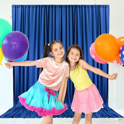 10ft x 10ft Royal Blue Backdrop Curtains for Parties, Fabric Satin Background Curtain with Rod Pockets for Weddings, Birthday, Baby Shower, Photography, Graduation Party Backdrop Drapes, 2 Panels - color: Royal Blue
