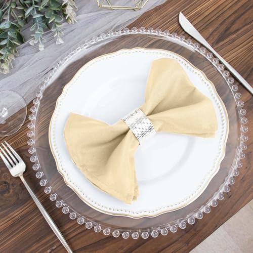 Efavormart Premium Cloth Napkins Set of 5, 17x17 Inch Beige Seamless Dinner Napkins, Washable Linen Table Napkin Cloth with Hemmed Edges for Weddings, Party and Banquet - color: Beige, size: 17" x 17" (Set of 5)