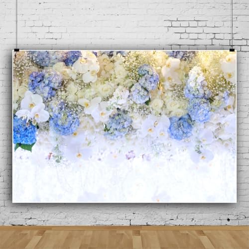 Yeele 5x4ft Wedding Flower Backdrop for Photography Spring White Violet Floral Wall Background for Bridal Shower Anniversary Wedding Ceremony Supplies Decoration Photo Shoot Props Vinyl - size: 5x4ft