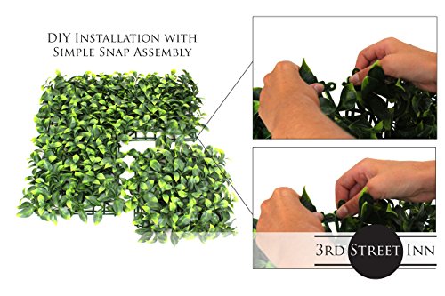3rd Street Inn Artificial Hedge - Outdoor Artificial Plant - Great Boxwood and Ivy Substitute - Sound Diffuser Privacy Fence Hedge - Topiary Gardenia Greenery Panels (12, Gardenia) - color: Gardenia
