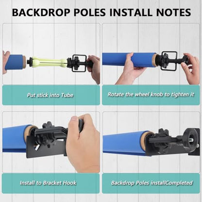MagicLine Photography Backdrop Wall Mount 1 Roller Support System,Manual Photo Background Holder for Ceiling/Light Stand Mount & 2 Hooks,2 Expand Bars,1 Chain,Backdrop Stand for Home Studio