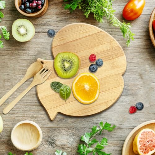 WEBEEDY Apple-Shaped Bamboo Wood Cutting Board Funny Charcuterie Boards for Kitchen Small Decorative Wooden Chopping Board with Hanging Hole for Serving Cheese,Fruit,Meat,Vegetable (13.8x12 inch)