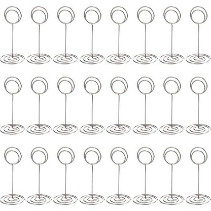 TecUnite 24 Pieces 3.35 Inch Table Number Holder Place Card Photo Holder Picture Name Menu Clips Memo Cards Stand for Wedding Reception Anniversary Birthday Party Centerpieces (Silver) - color: Silver