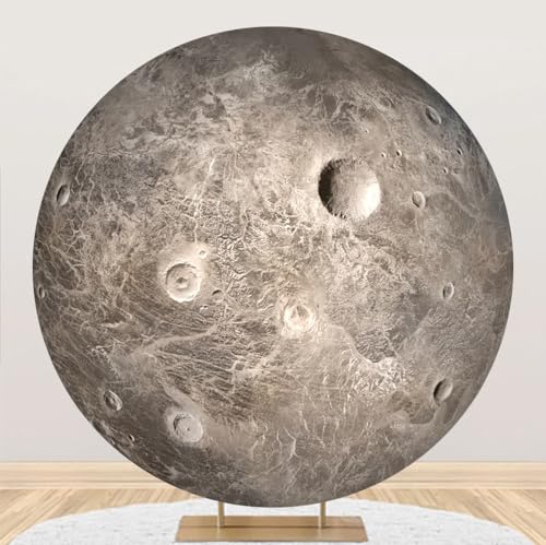 Diameter 4ft Universe Planet Moon Surface Round Backdrop Cover Solar System Outer Space Circle Photography Background for Kids Birthday Party Decor Adults Portrait Photo Booth Props - color: Moon Surface, size: 4x4ft-polyester