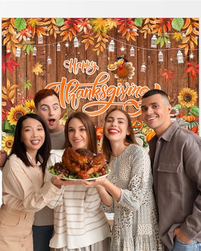 Mocsicka Fall Thanksgiving Backdrop Banners for Wall - Backdrops for Photography - Pumpkin Wall Decorations Indoor (6x4ft (72x48 inch)) - size: 6x4ft (72x48 inch)