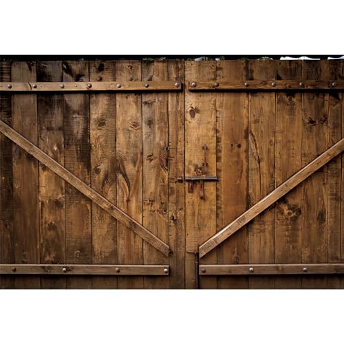 10x6.5ft Shabby Brown Barn Door Backdrop Autumn Farm Door Wooden House Planks Harvest Photography Background Thanksgiving Day Festival Christmas Decor Birthday Baby Shower Video Studio Prop - color: brown, size: 10x6.5ft
