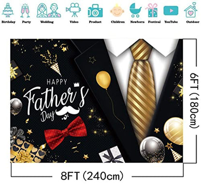 8X6FT Happy Father's Day Backdrop Gold Tie Suit Backdrop Father's Day Party Photo Backdrops for Father's Photo Booth Prop Decoration Photography Background DH-405 - size: 8X6FT