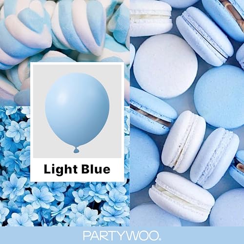 PartyWoo Light Blue Balloons 128pcs Different Sizes of 18 12 10 5 Inch Baby Pastel Sky Aqua Blue Balloon Arch Kit Garland for Birthday Gender Reveal Baby Shower Graduation Party Decorations Blue-Y4 - color: Blue-y4