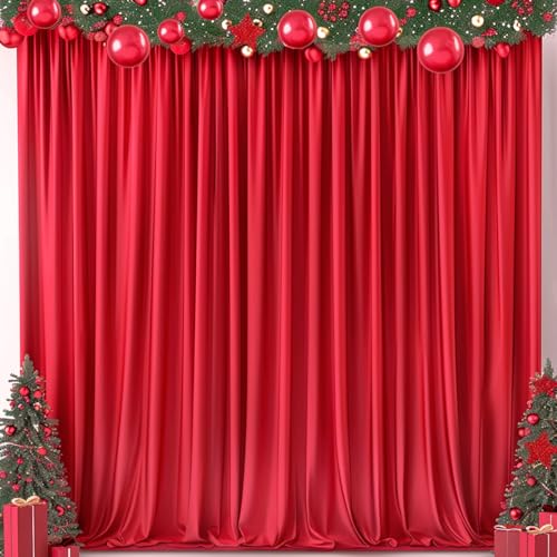 20x10ft Wrinkle Free Red Backdrop Curtain for Parties Soft Fabric Drapes Wedding Red Curtain Backdrop for Birthday Party Decorations Background for Photography 5x10ft, 4 Panels - color: Red, size: W5' X H10'(4 Panels)