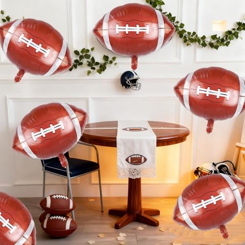 Biapian 26 Inch Football Balloons Set, Football Party Decorations, 6 Pcs Large Football Shaped Foil Balloon Helium for Boys Men Sport Event Themed Birthday Party Decorations Supplies - style: Football