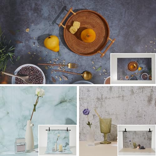 8PCS 16 Patterns Backdrop Papers with T-Stand, 22x34 Inch Double Sided Waterproof Dustproof Photography Backgrounds Paper,Clear and Realistic Picture Quality for Food, Jewelry Photo Shooting - color: T+8P