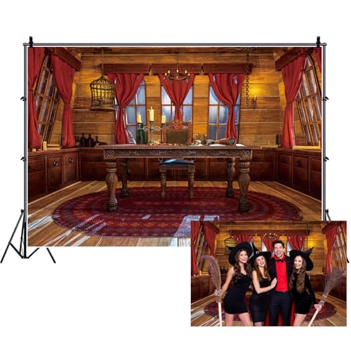Renaiss Fabric Vintage Interior Old House Backdrop Dark Wood Furniture History Memory Background for Photography Film Television Scene Construction Backdrops Decorations 5x4ft - color: XH006, size: 5Wx4H FT