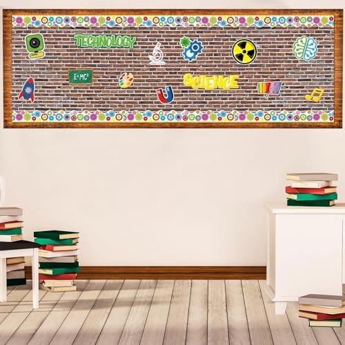 Classroom Fabric Bulletin Board 47x141inch Red Brick Texture Back to School Classroom Backdrop Decoration for Wall Door Background, DIY Craft, Bulletin Boards, Pillows, Curtains, Reusable, Easy to Cut - style: Red Brick