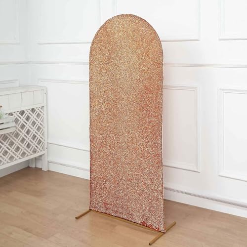 Efavormart 5ft Shiny Antique Gold Spandex Fit Round Top Backdrop Frame Stand Cover, 2-Sided Metallic Sparkly Wedding Arch Cover - color: Antique, size: 5 FT