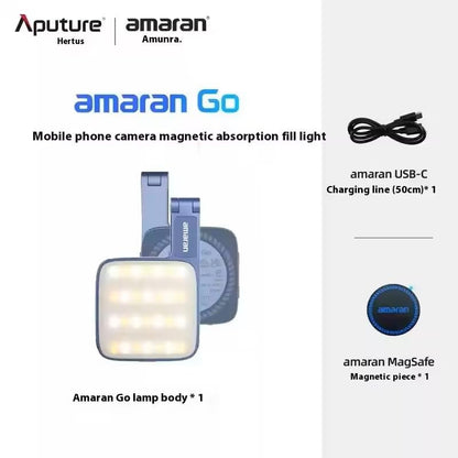 Magnetic Selfie Phone Light,Amaran Go Dual LED Light Source with Adjustable Mirror Light CCT 2700K-6500K,Rechargeable for Selfie,Makeup,Video Conference,TikTok,for iPhone & Android (Blue) - color: Blue