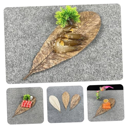 COLLBATH Dried Leaf Sushi Tray Decor 20Pcs Seafood Display Serving Plate Unique Sashimi Background Leaf Embellishments for Food Photography for Restaurants and BBQ