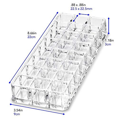 byAlegory Premium Beauty Organization Acrylic Lipstick Organizer & Beauty Container 24 Space Storage (Clear)