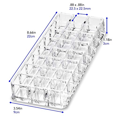byAlegory Premium Beauty Organization Acrylic Lipstick Organizer & Beauty Container 24 Space Storage (Clear)