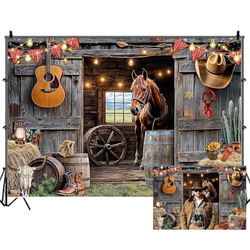 Western Themed Party Backdrops for Photoshoot, Western Cowboy Barn Rodeo Picture Party Decorations Wall Backdrop for Photography Decor Banner, Photographic Studio Photo Backgrounds 5X3 FT - color: Brown03, size: 5X3FT