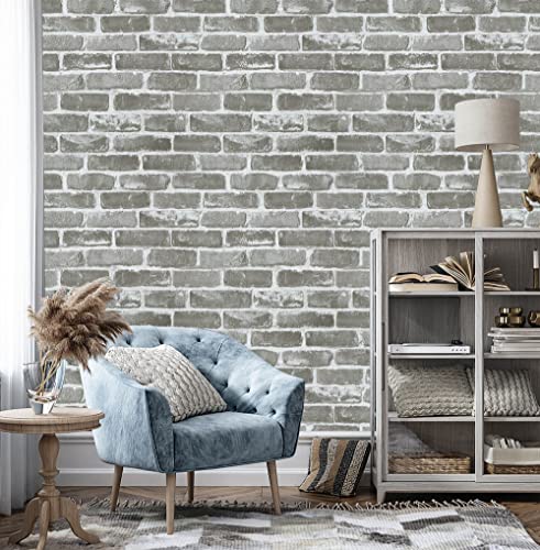 Timeet 3D Vintage Grey Brick Wallpaper 17.7"×472" Brick Peel and Stick Wallpaper Brick Wallpaper Brick Self Adhesive Faux Textured Wallpaper Stone Look Wall Paper Home Decor Vinyl - color: Gray, size: 17.7" x 472"