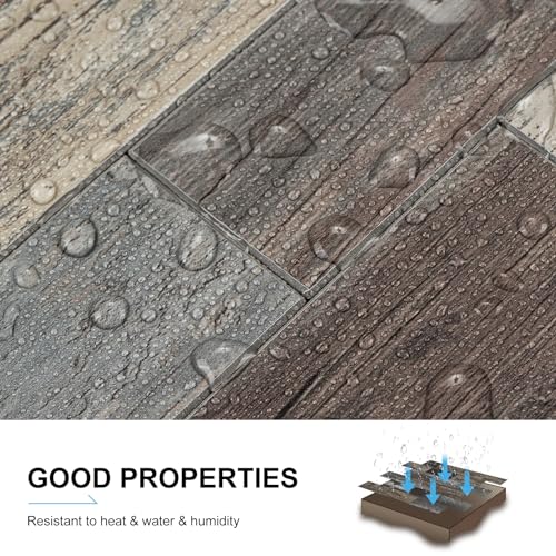Peel and Stick Backsplash, 20 Sheets Peel and Stick Tile for Kitchen Backsplash, Self Adhesive Waterproof Backsplash Tile, PVC Wall Tile for Bathroom, Laundry Room, RV - color: Old Wood Wood Grain