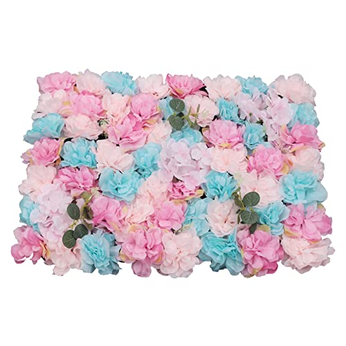 LOYALHEARTDY 12 Pack Artificial Flower Wall Panels 24" x 16" Flower Wall Panel Wall Backdrop Faux Hydrangea and Rose Flower Backdrop Panels for Flower Wall Decor Wedding Party Event Decoration - color: 12 Pcs, Pink+blue
