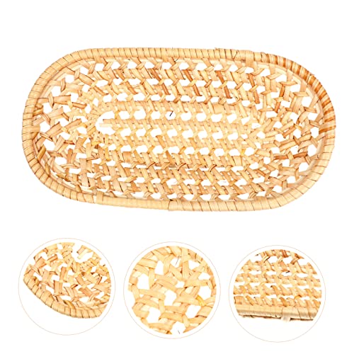 MAGICLULU Rattan Woven Tray Food Storage and Towel Holder Multi Functional Decorative Plate for Fruits Snacks and Photography Prop Lightweight Design