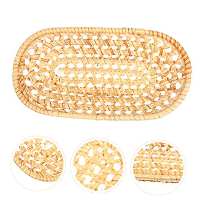 MAGICLULU Rattan Woven Tray Food Storage and Towel Holder Multi Functional Decorative Plate for Fruits Snacks and Photography Prop Lightweight Design