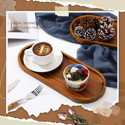 13.8 x 5.8 Inch Large Wood Serving Trays Charcuterie Boards Oval Wooden Plates Wood Serving Platter Cheese Dinner Plates Bulk for Dessert Snack Bread Fruit Appetizer Dishes (13.8" x 5.5"_2 Pack) - size: 13.8" x 5.5"_2 Pack